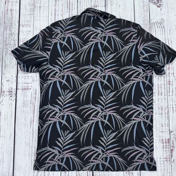 TravisMathew Palm Print Golf Polo Men’s XL Black Pima Cotton Blend - Picture 2 of 5